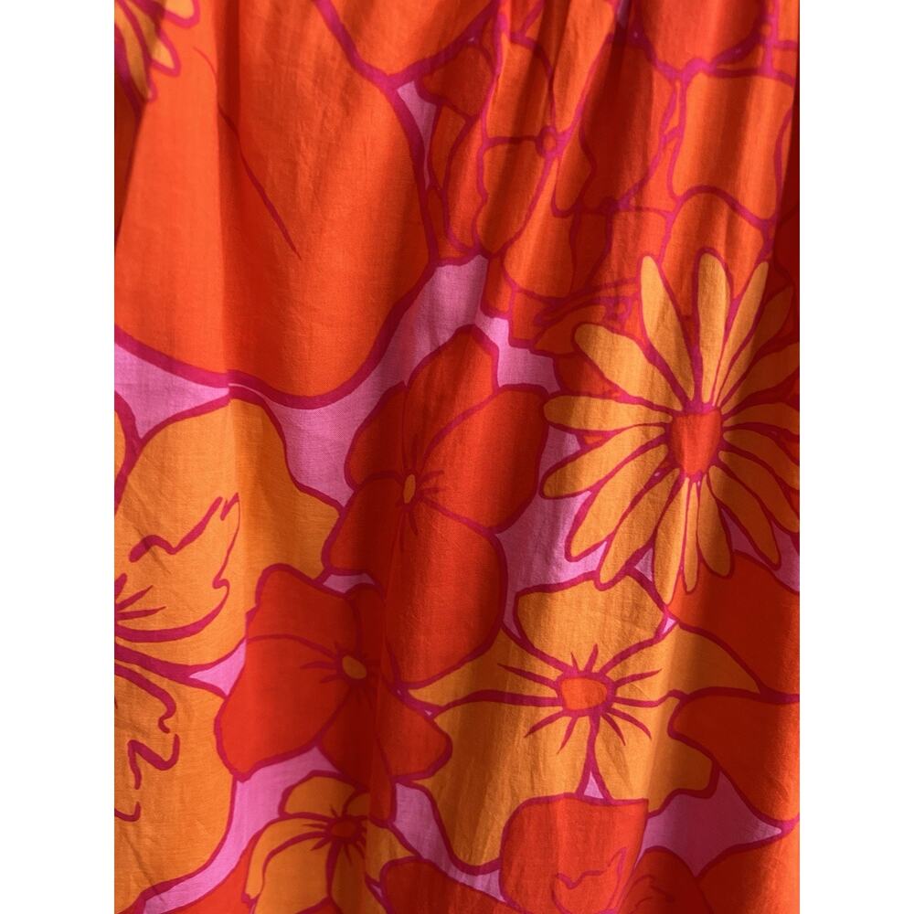 J. MARIE Lizzie Tropical Orange Pink Floral Ric Rac Cross Halter Midi Dress XL - Picture 8 of 15